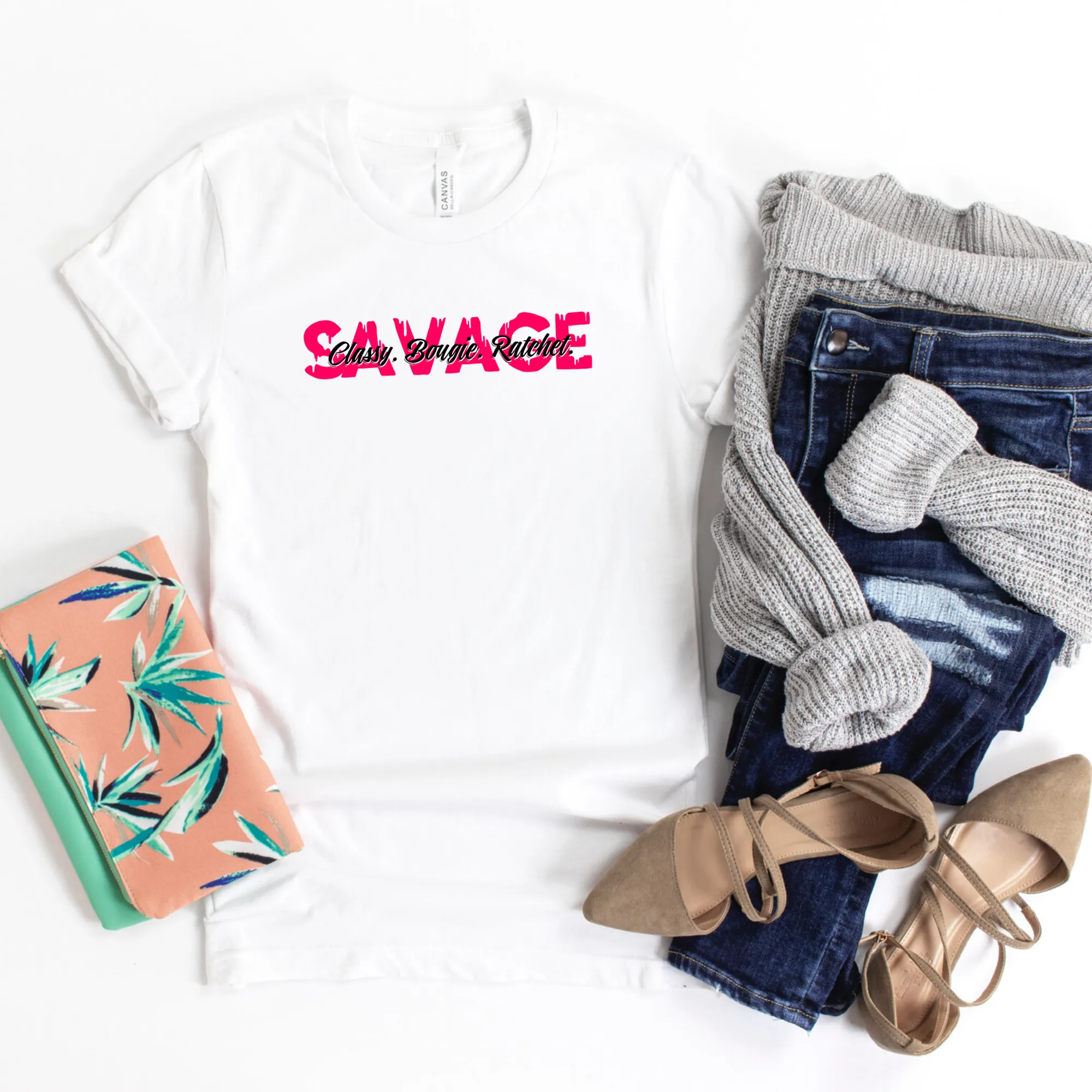 Savage. Classy Bougie! Boss Chic T-Shirt - Boss Babe (Words Middle)