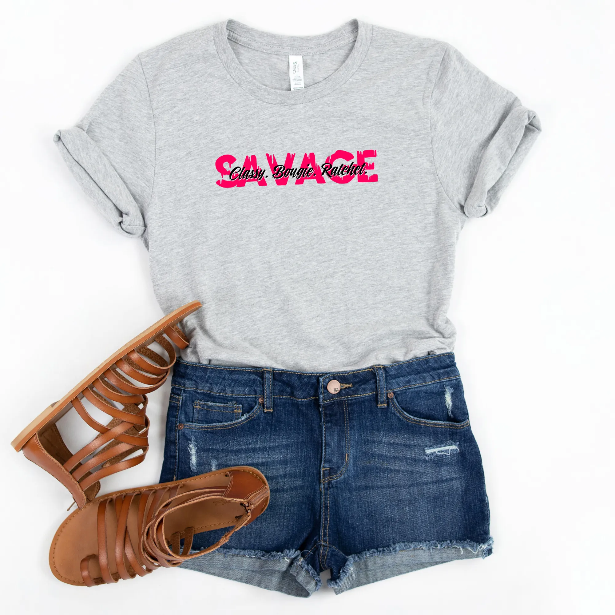 Savage. Classy Bougie! Boss Chic T-Shirt - Boss Babe (Words Middle)