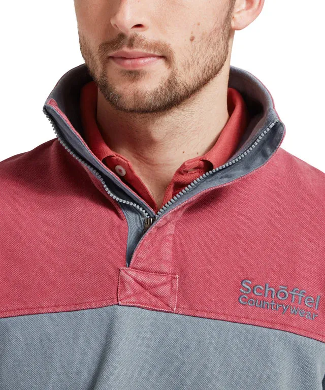 Schoffel Mens Helford Heritage sweatshirt - Red/pigeon blue