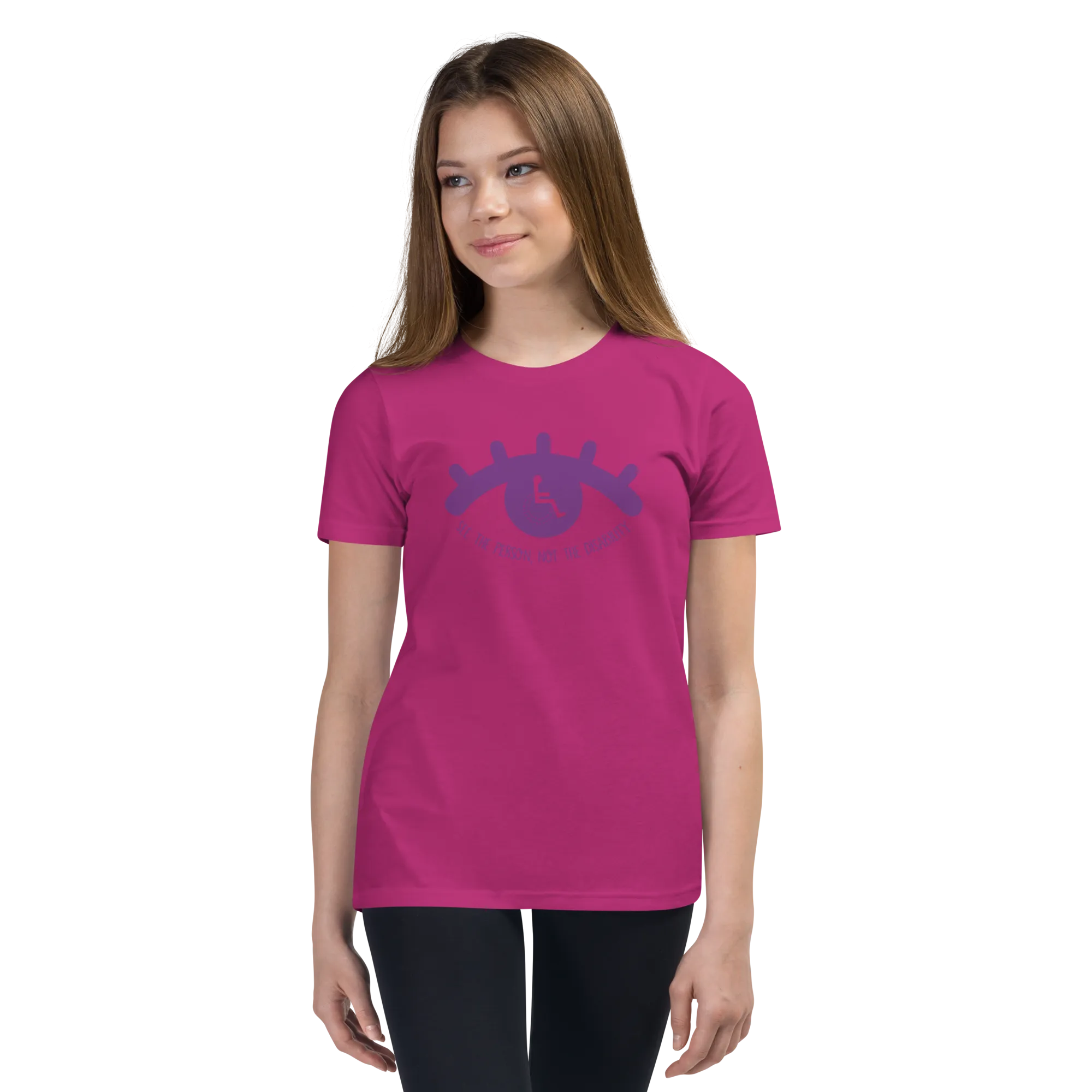 See the Person, Not the Disability (Eyelash Design) Youth Light Color T-Shirts