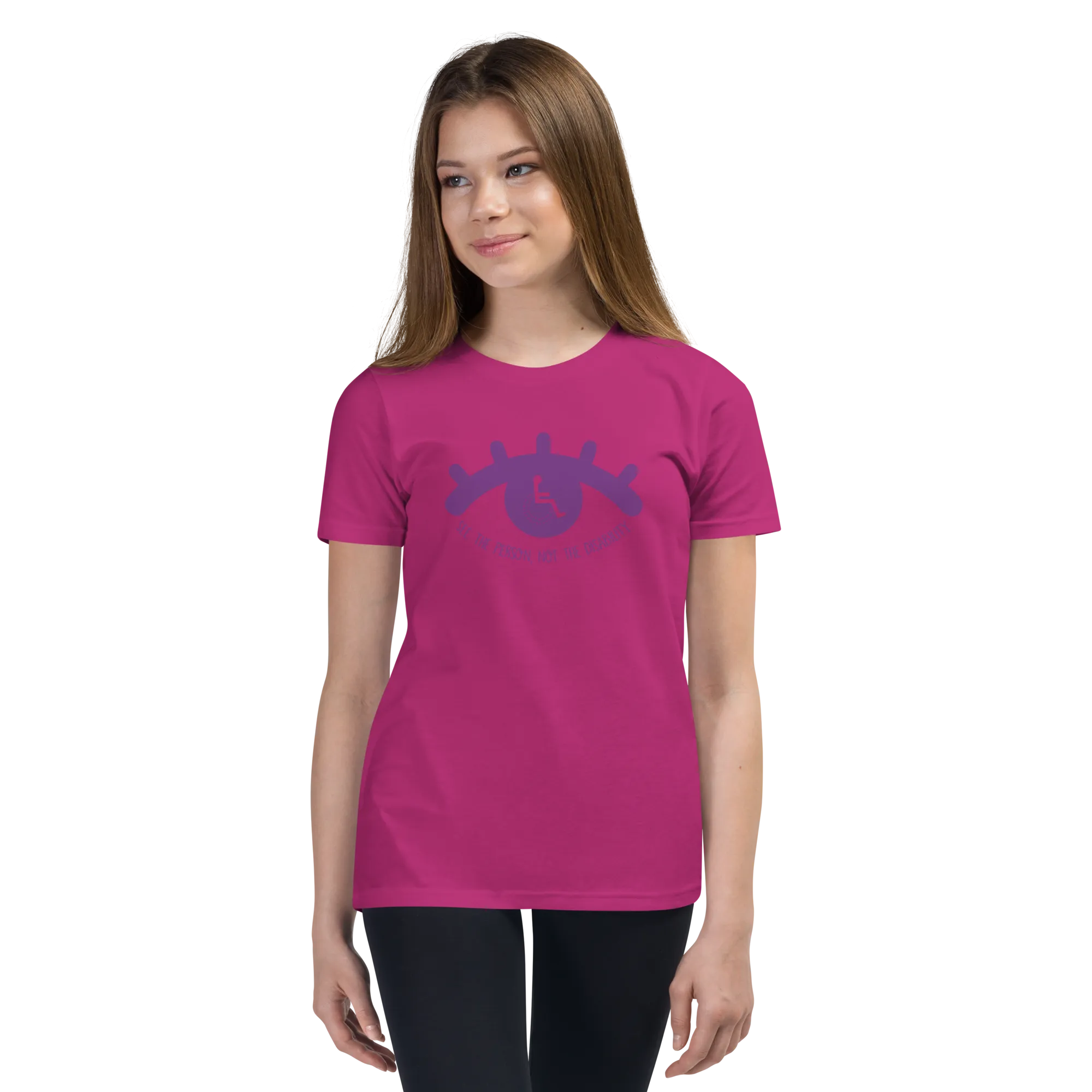 See the Person, Not the Disability (Eyelash Design) Youth Light Color T-Shirts