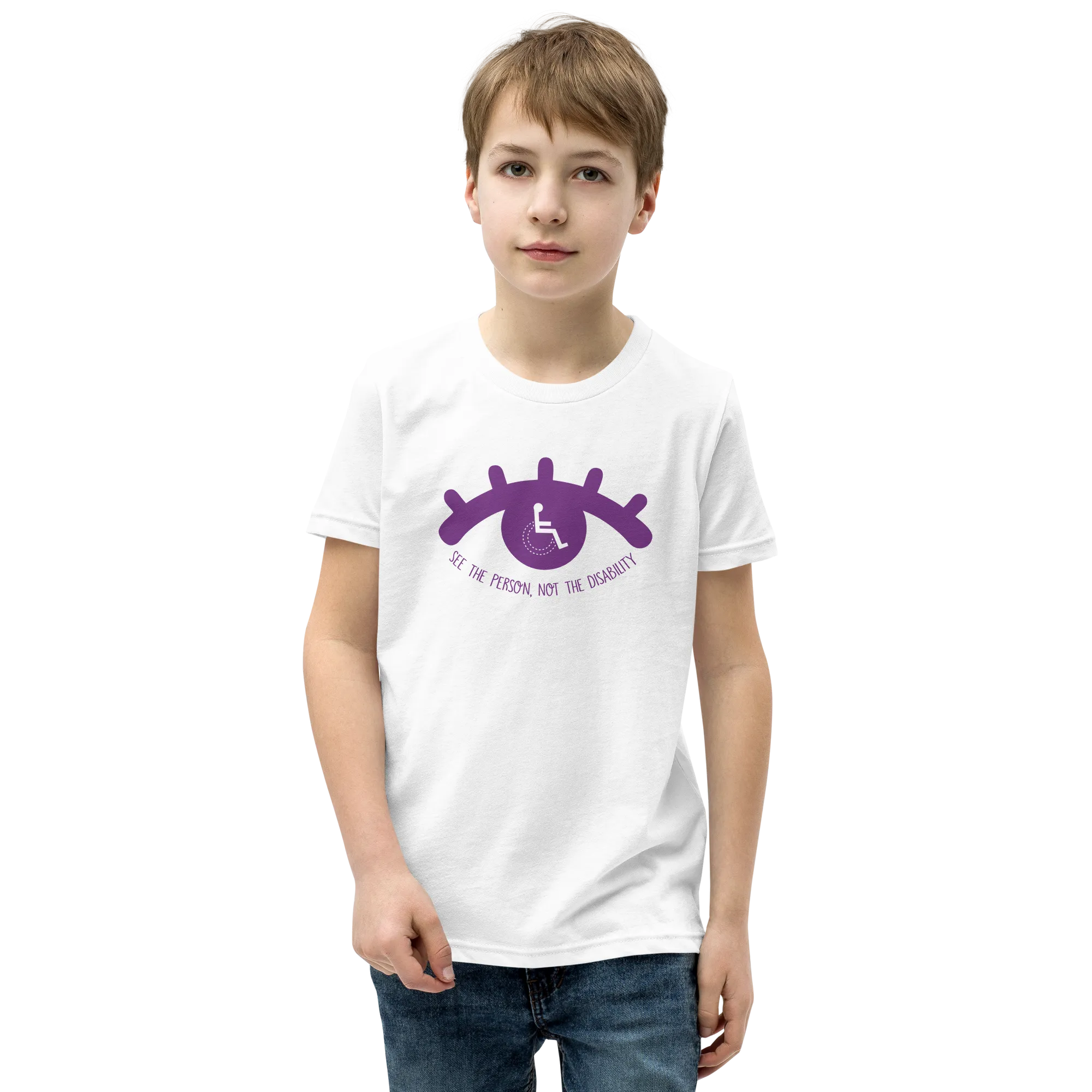 See the Person, Not the Disability (Eyelash Design) Youth Light Color T-Shirts