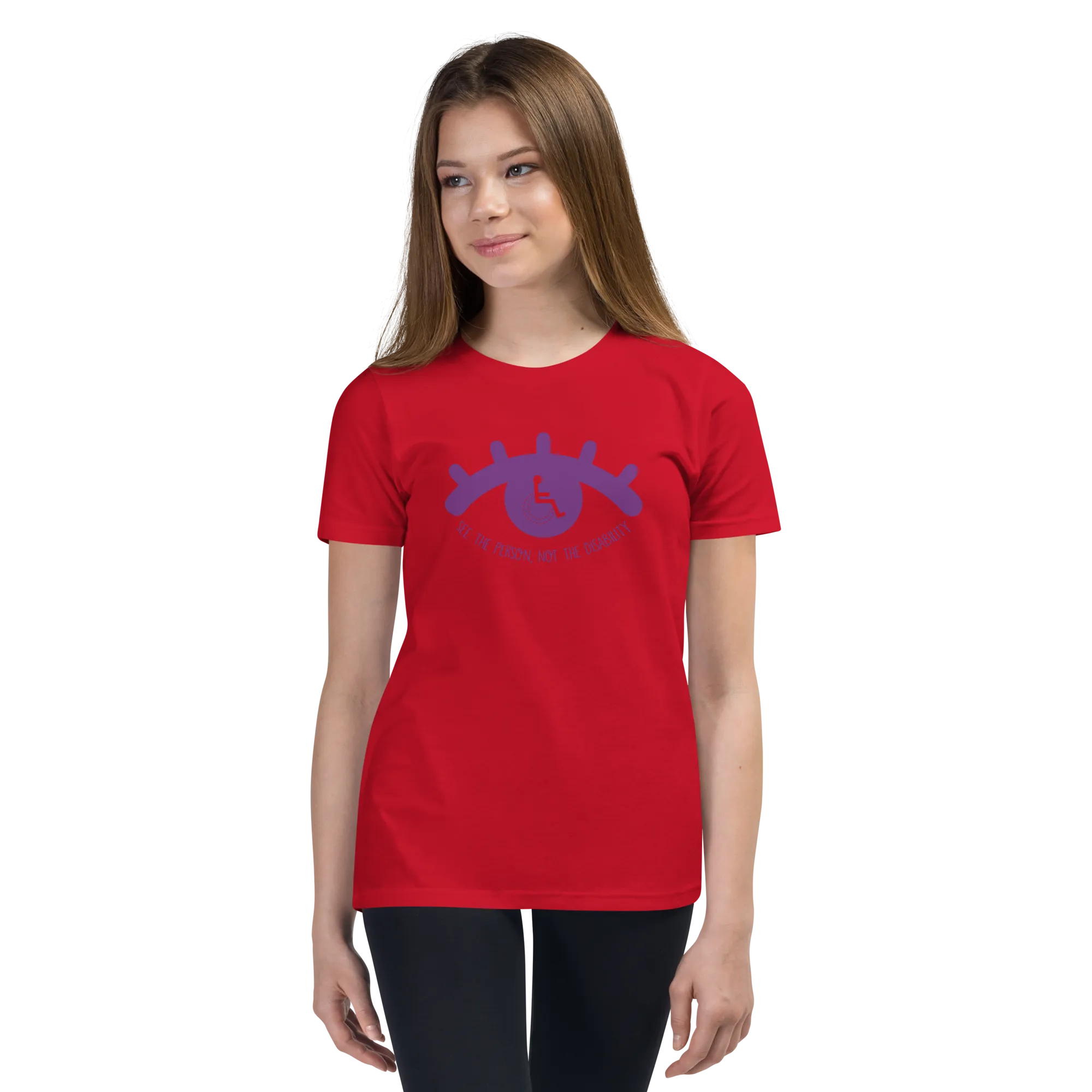 See the Person, Not the Disability (Eyelash Design) Youth Light Color T-Shirts