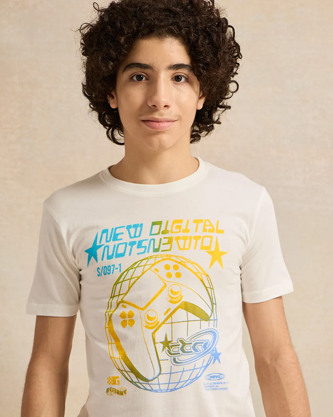 Senior Boys White Printed T-Shirt