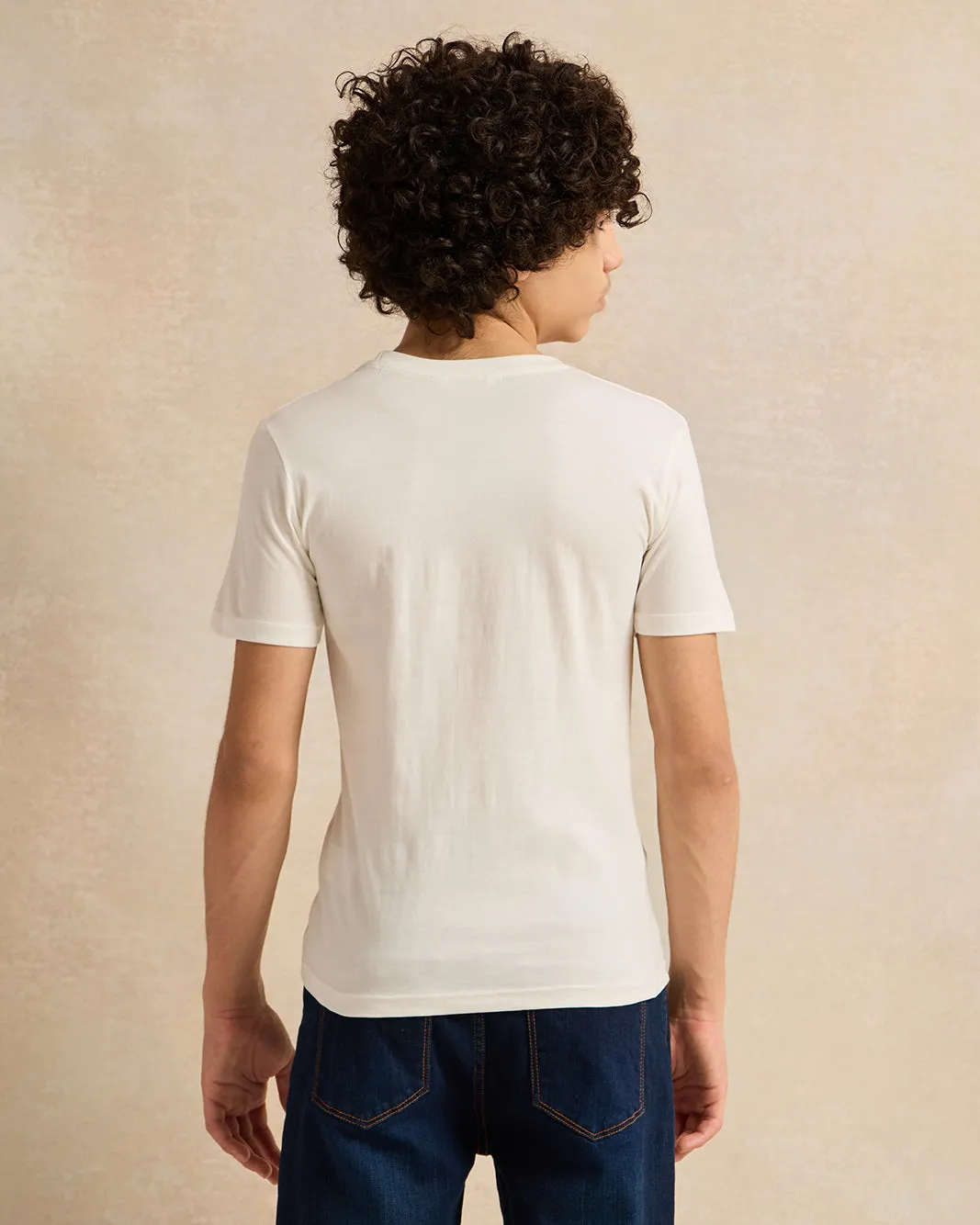 Senior Boys White Printed T-Shirt
