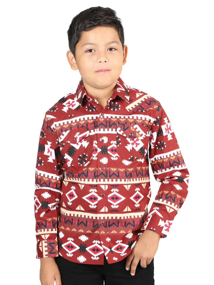Senor De Los Cielos Kids Casual Long-Sleeve Shirt - Red