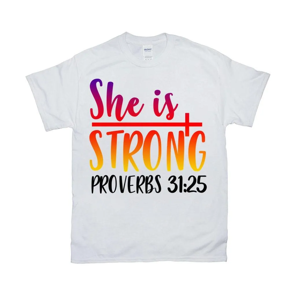 She is Strong Shirt, She Is Strong, Proverbs, Christian Shirts, Christian Tee, Jesus Shirt, Scripture Shirt, Girl Power, Strong Women