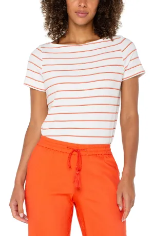 Short Sleeve Boatneck Knit Top