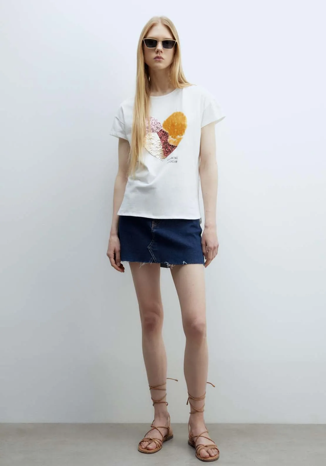 Short sleeve Sequin T-Shirt - White