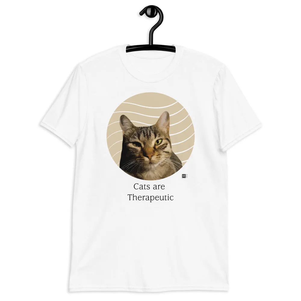 Short sleeve tee featuring the illustration of a Short HairTabby, white