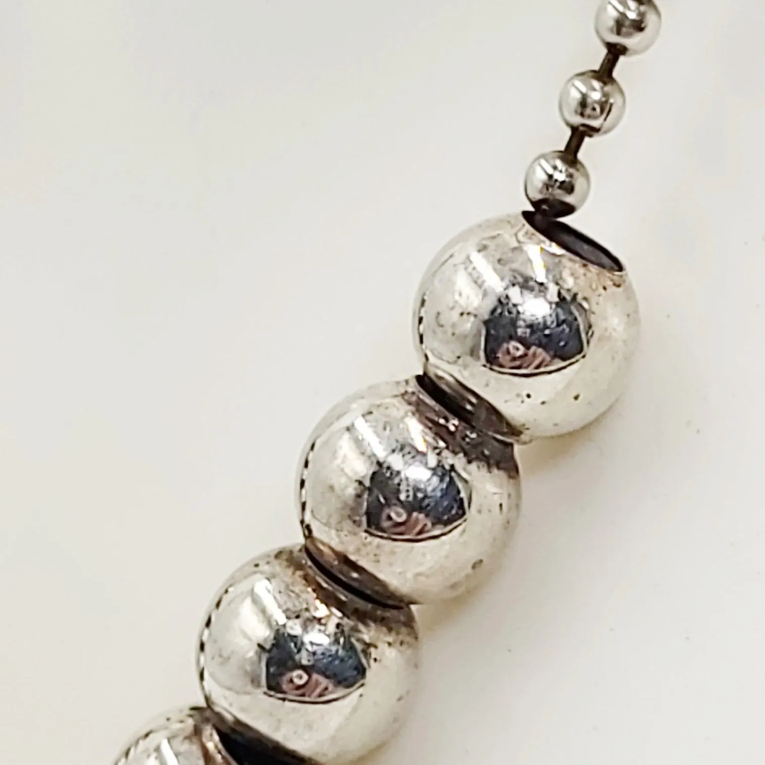 Silver Bead Chain 24" Necklace Sterling Silver "Pearls" 925