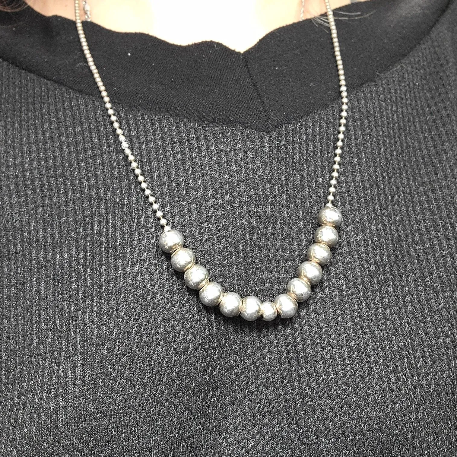 Silver Bead Chain 24" Necklace Sterling Silver "Pearls" 925
