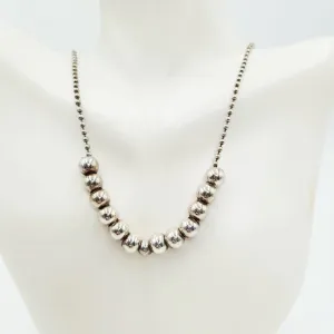 Silver Bead Chain 24" Necklace Sterling Silver "Pearls" 925