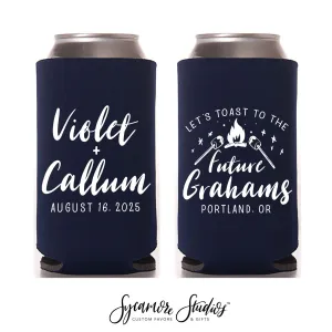 Slim 12oz Wedding Can Cooler #32S - Heart Hashtag