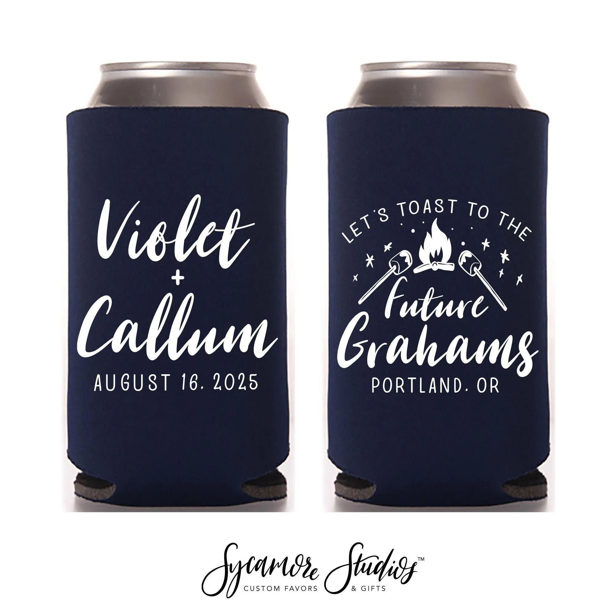 Slim 12oz Wedding Can Cooler #32S - Heart Hashtag