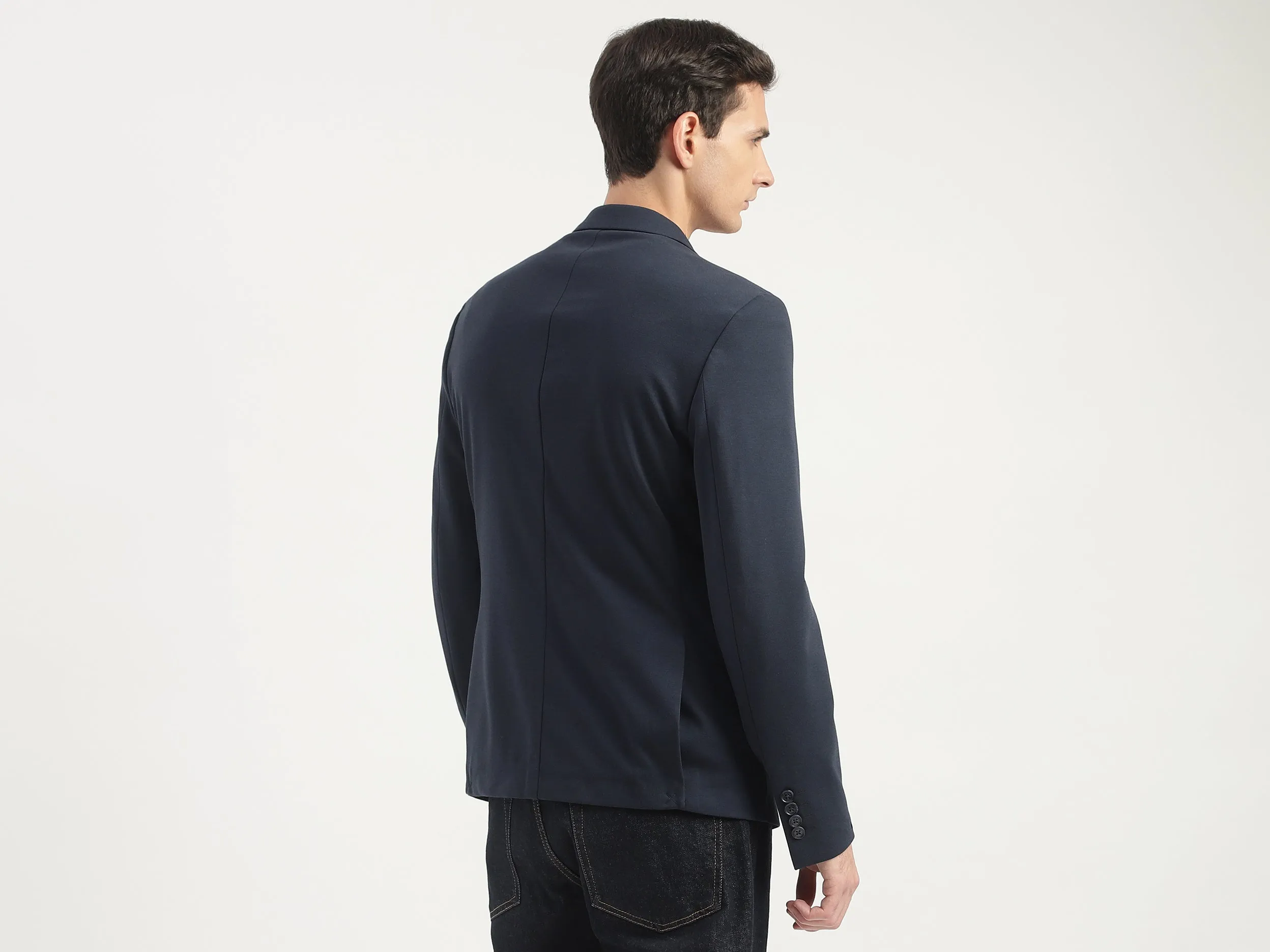 Slim Fit Lapel Collar Solid Coloured Jacket