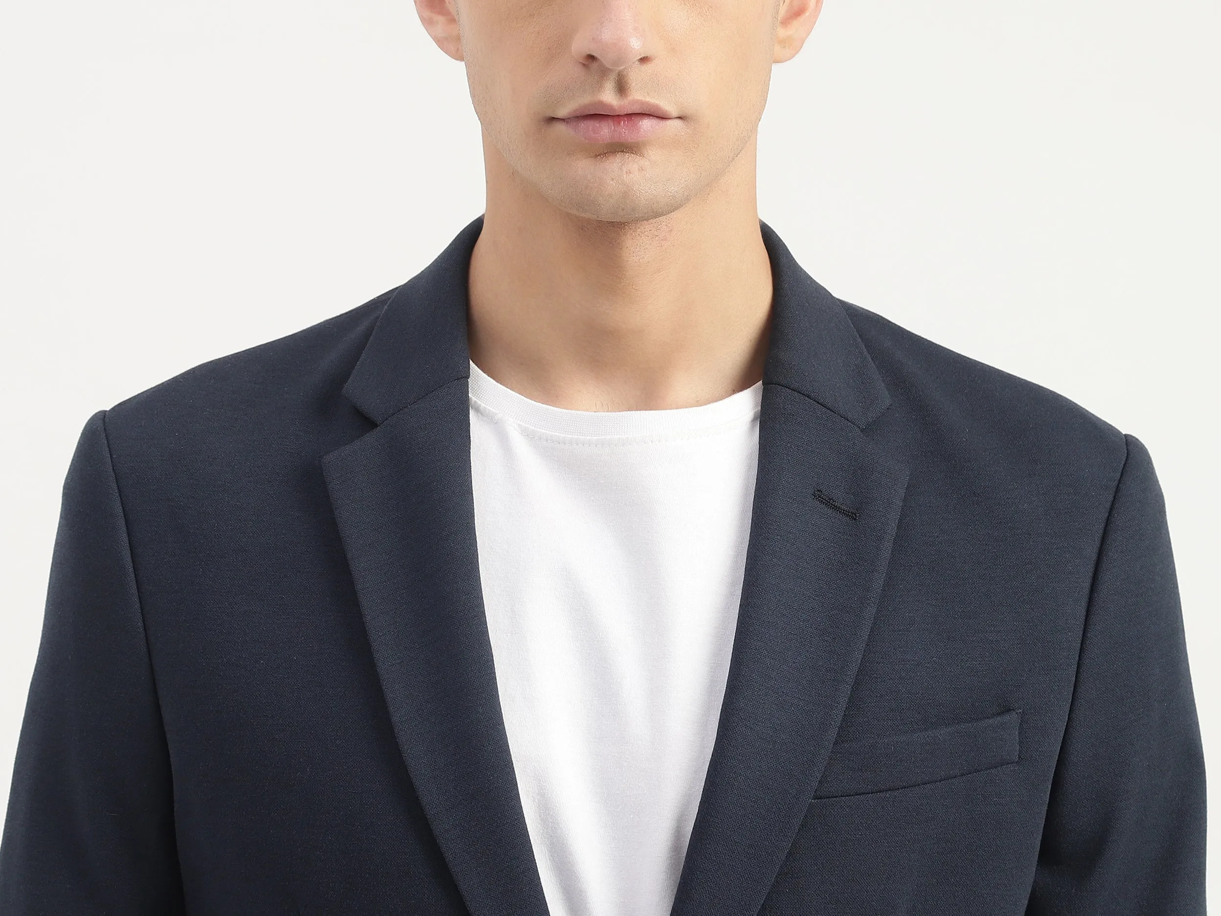 Slim Fit Lapel Collar Solid Coloured Jacket
