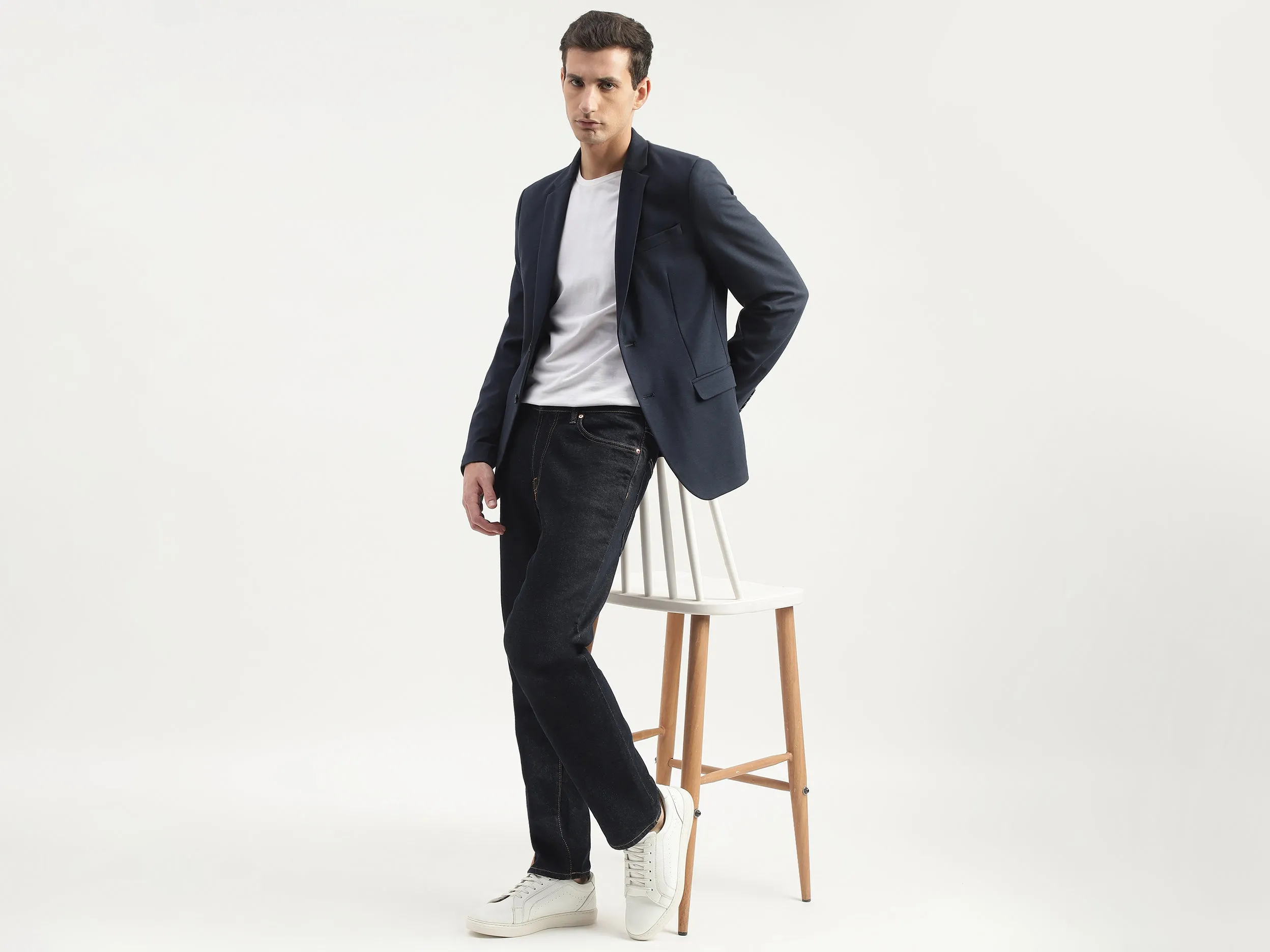 Slim Fit Lapel Collar Solid Coloured Jacket