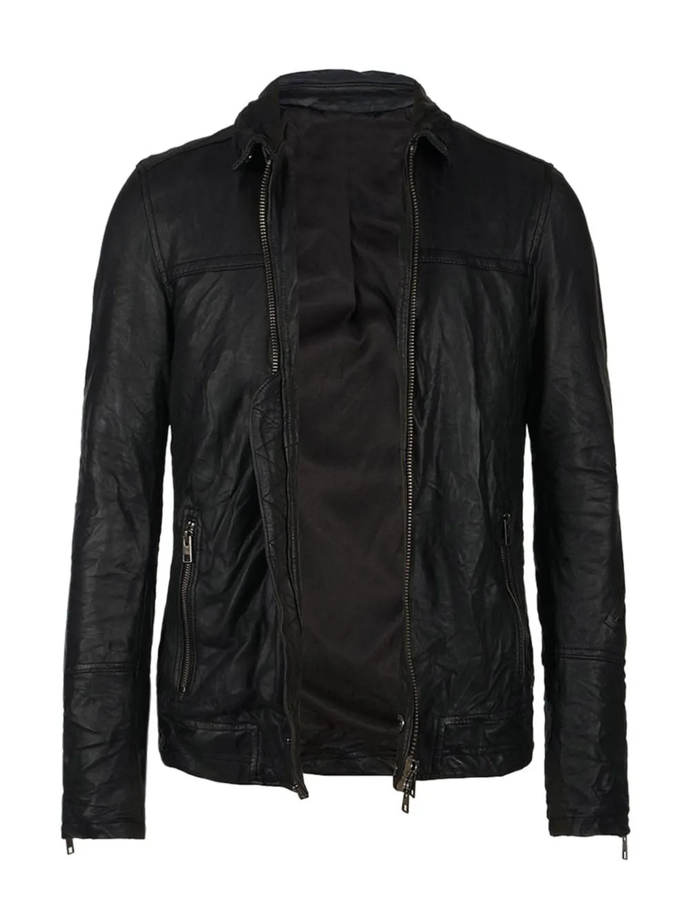 Slim Fit Sporty Leather Bomber Jackets for Men