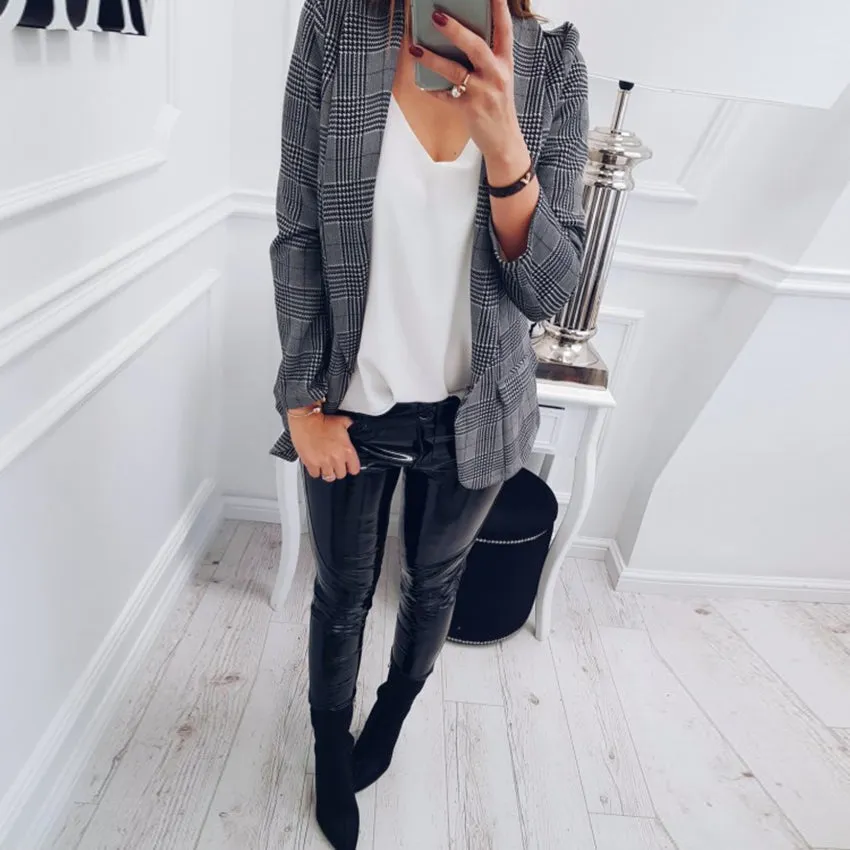 Slim Plaid Casual Outwear