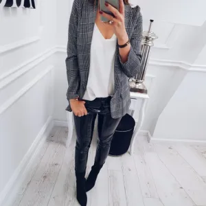 Slim Plaid Casual Outwear