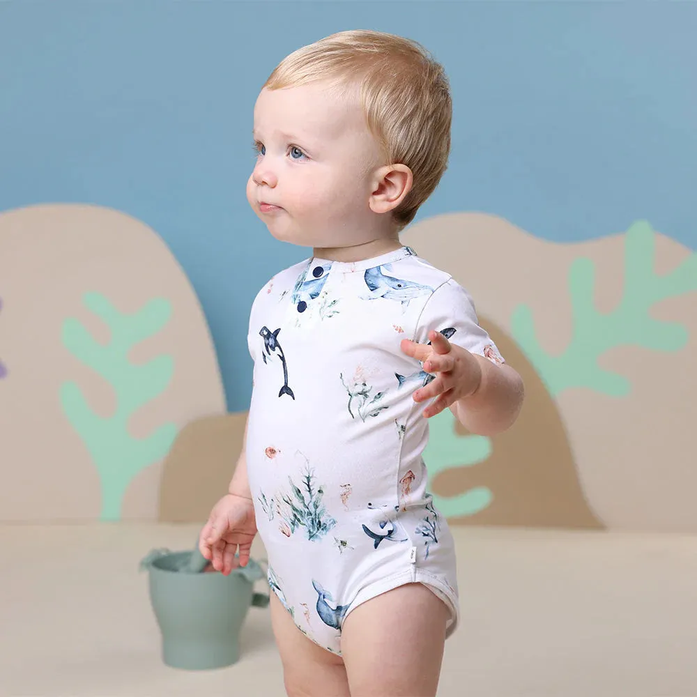 Snuggle Hunny Organic Short Sleeve Bodysuit - Ocean