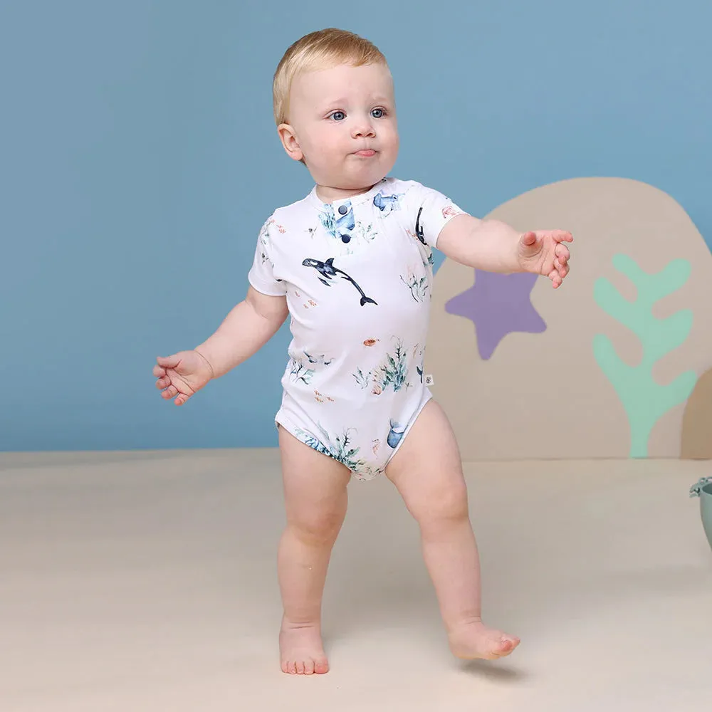 Snuggle Hunny Organic Short Sleeve Bodysuit - Ocean