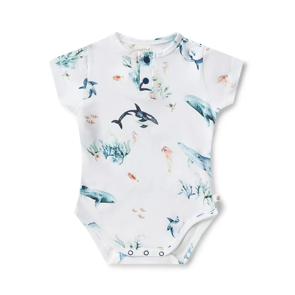 Snuggle Hunny Organic Short Sleeve Bodysuit - Ocean