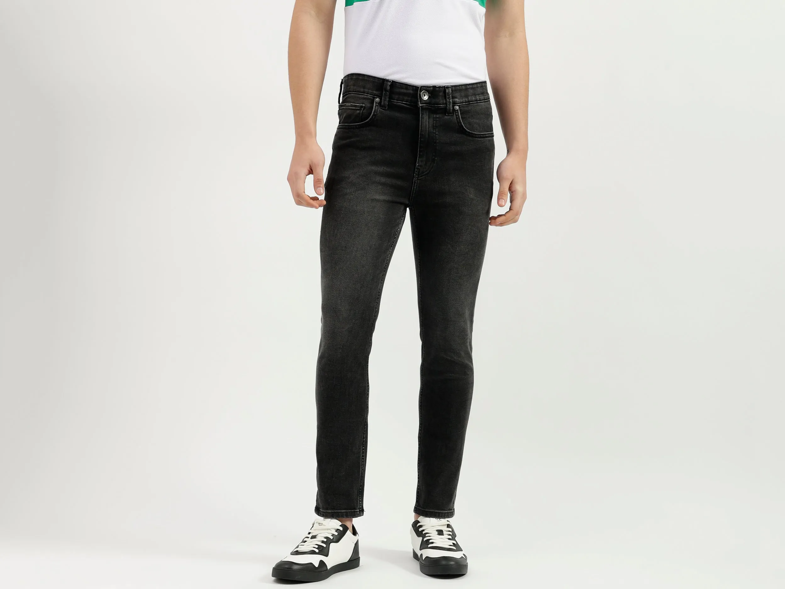 Solid Pattern Low Crotch Fit Jeans