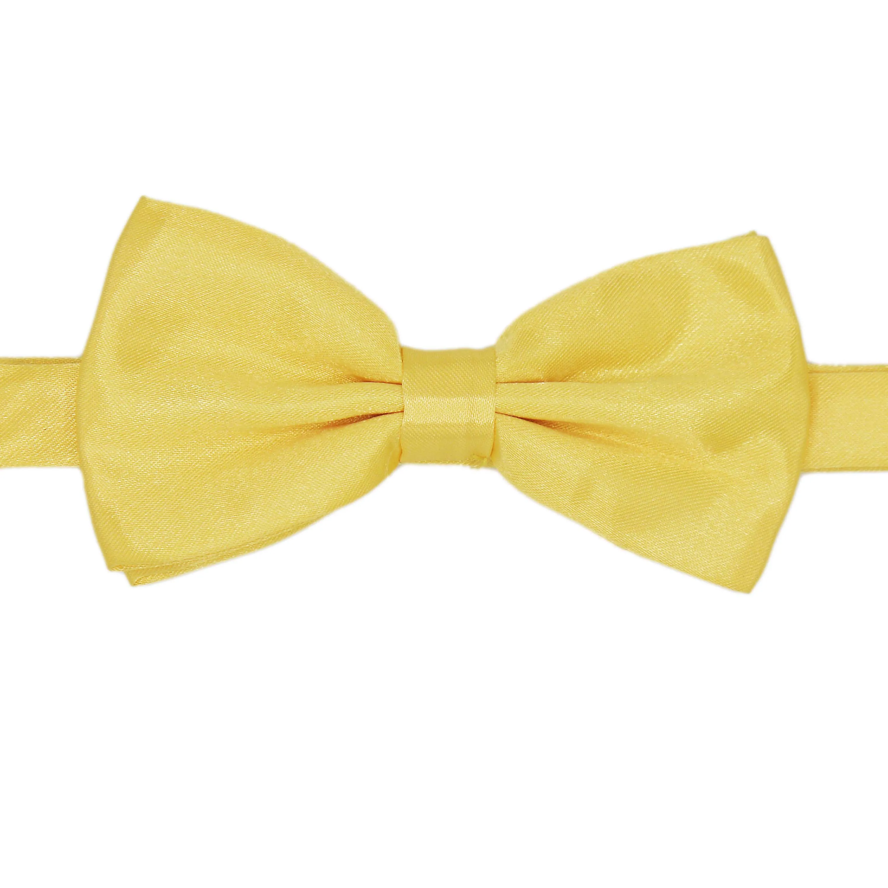 SOLID YELLOW SILK BOW TIE