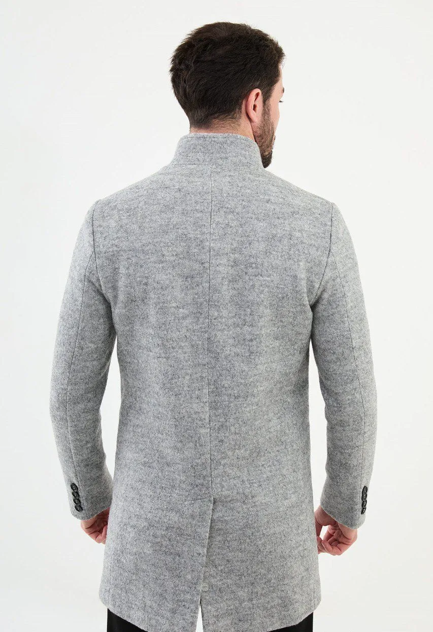 Special Design Slim Fit Gray Coat