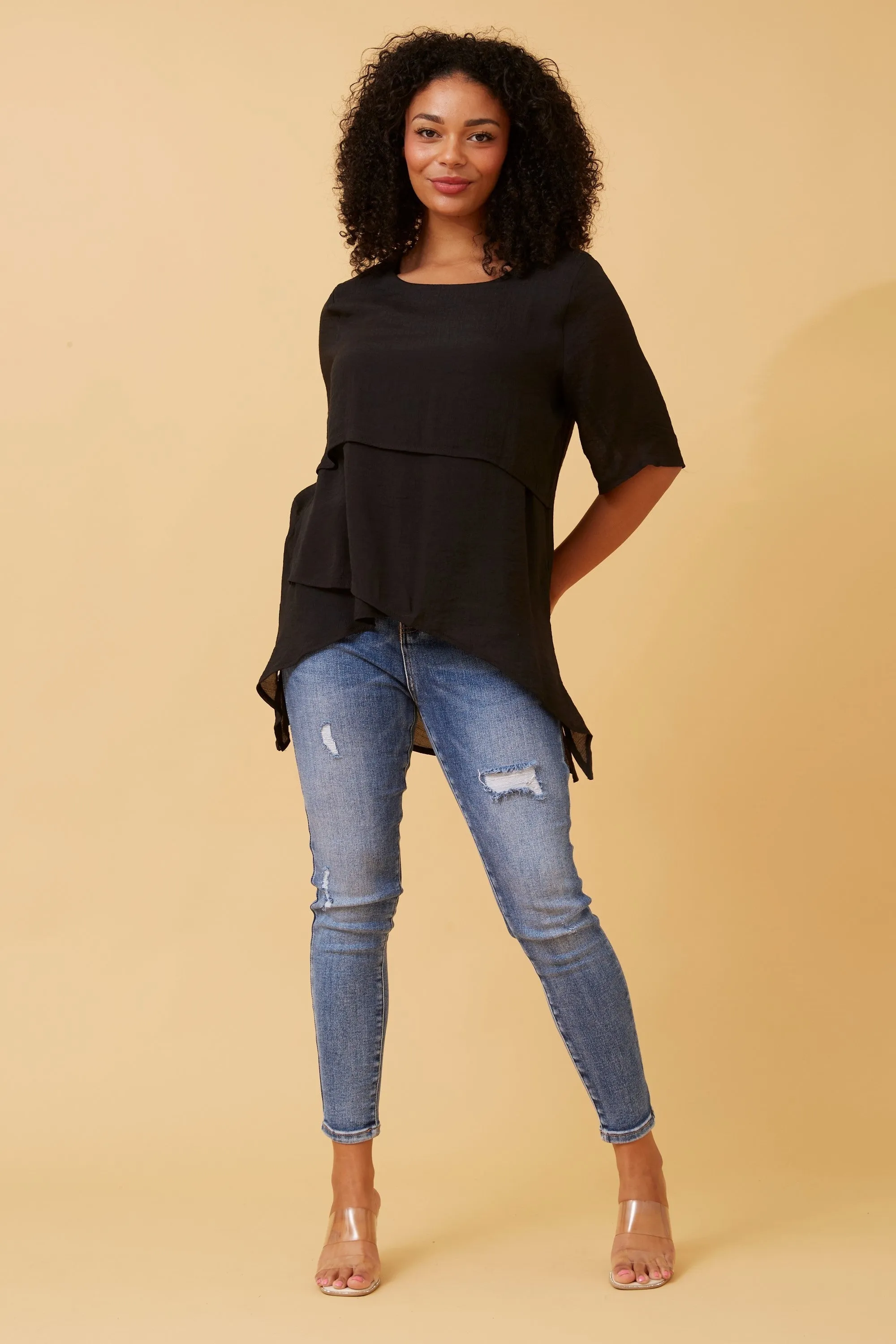 s/s 2 layer hem top (t510535)