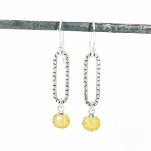 Sterling Silver Hoops with Citrine