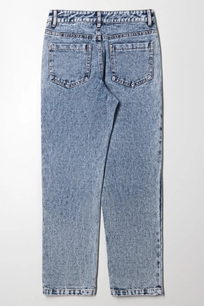 Straight Leg Denim Jeans Blue