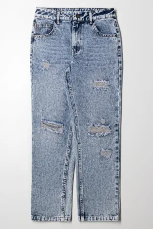 Straight Leg Denim Jeans Blue