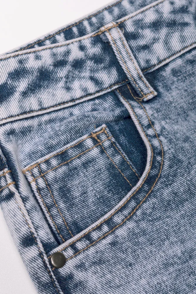 Straight Leg Denim Jeans Blue
