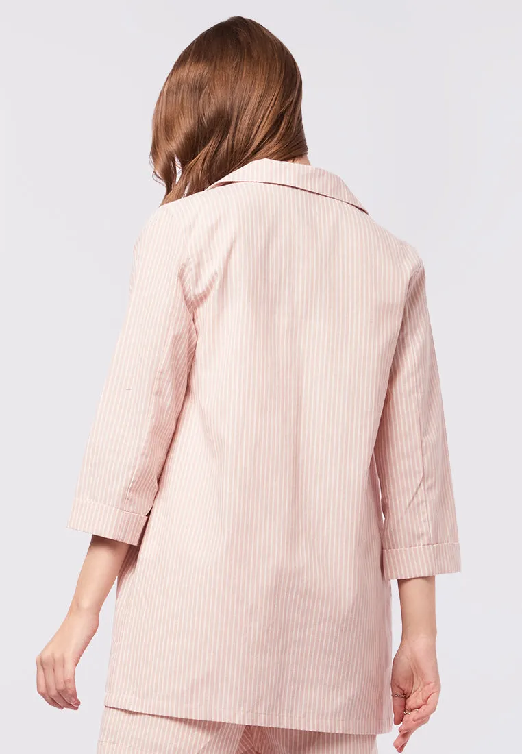 Striped Long Sleeve Open Blazer