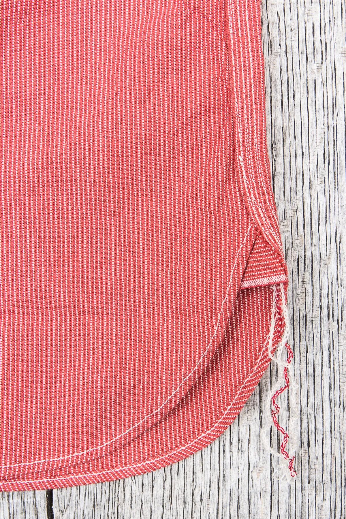 Sugar Cane & Co Long Sleeved Hickory Stripe Work Shirt Red
