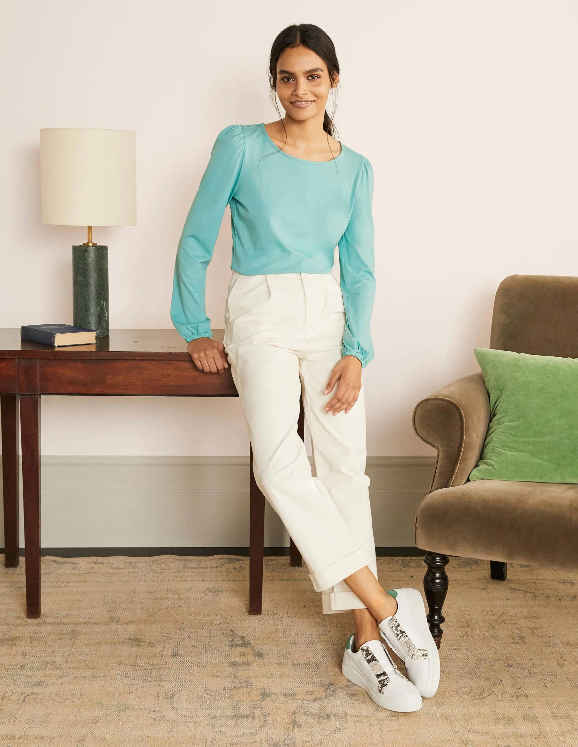 Supersoft Long Sleeve Top-Apple Mint