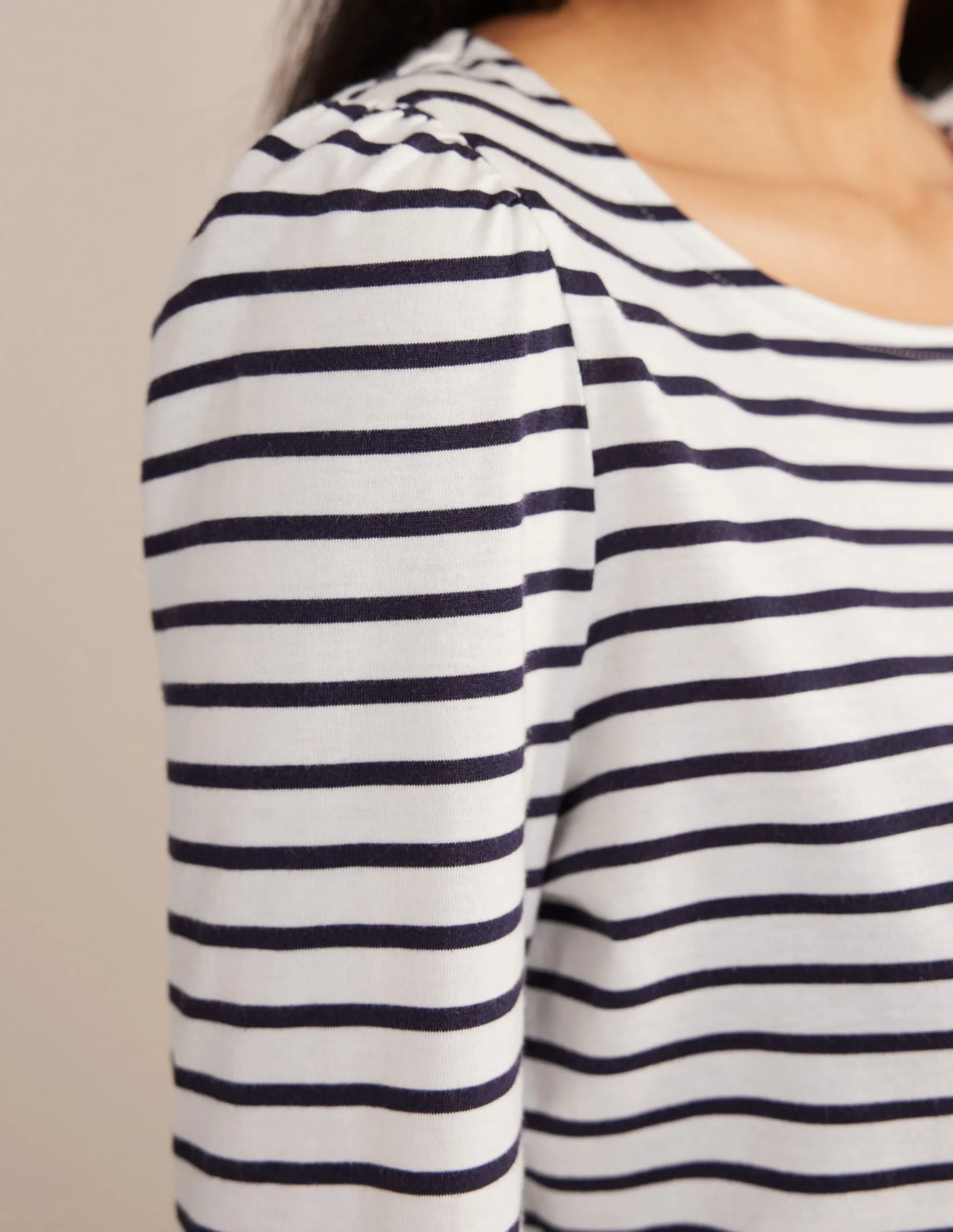 Supersoft Long Sleeve Top-Ivory, Navy