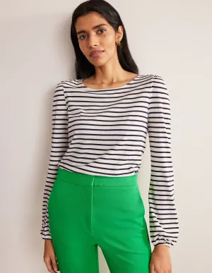 Supersoft Long Sleeve Top-Ivory, Navy