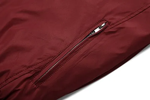 Tanming Men's Casual Slim Fit Lightweight Zip Up Softshell Bomber Jacket (Medium, Red)