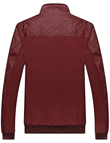 Tanming Men's Casual Slim Fit Lightweight Zip Up Softshell Bomber Jacket (Medium, Red)