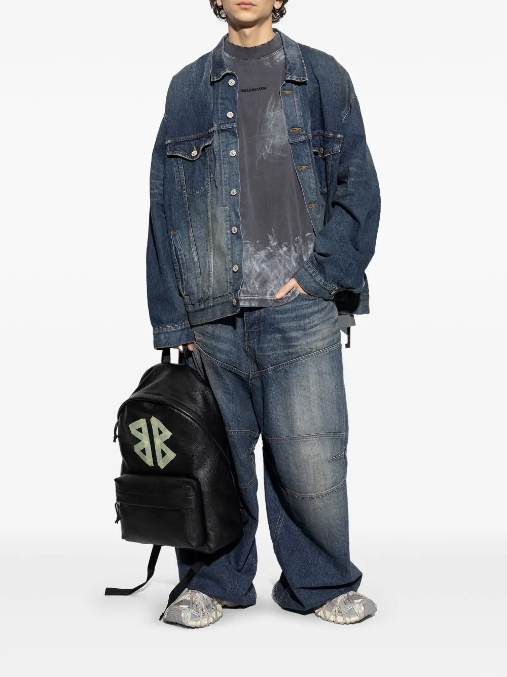 Tape type oversized denim jacket