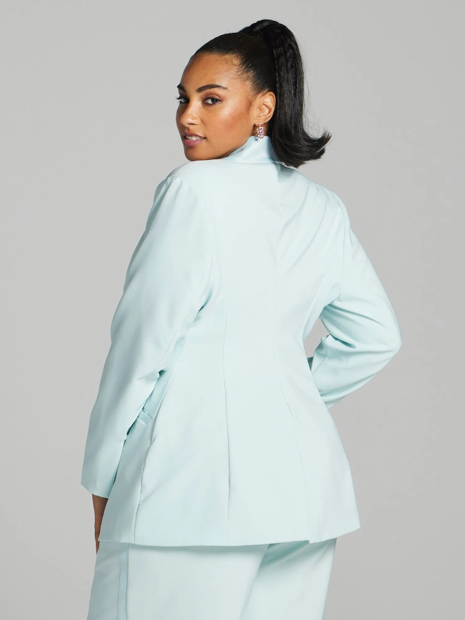 Teagan Satin Trim Single-Breasted Blazer