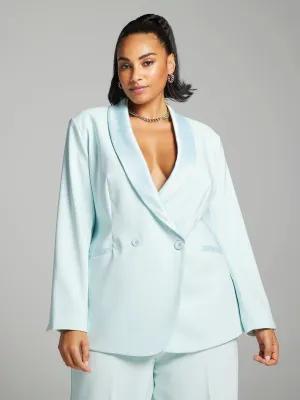 Teagan Satin Trim Single-Breasted Blazer