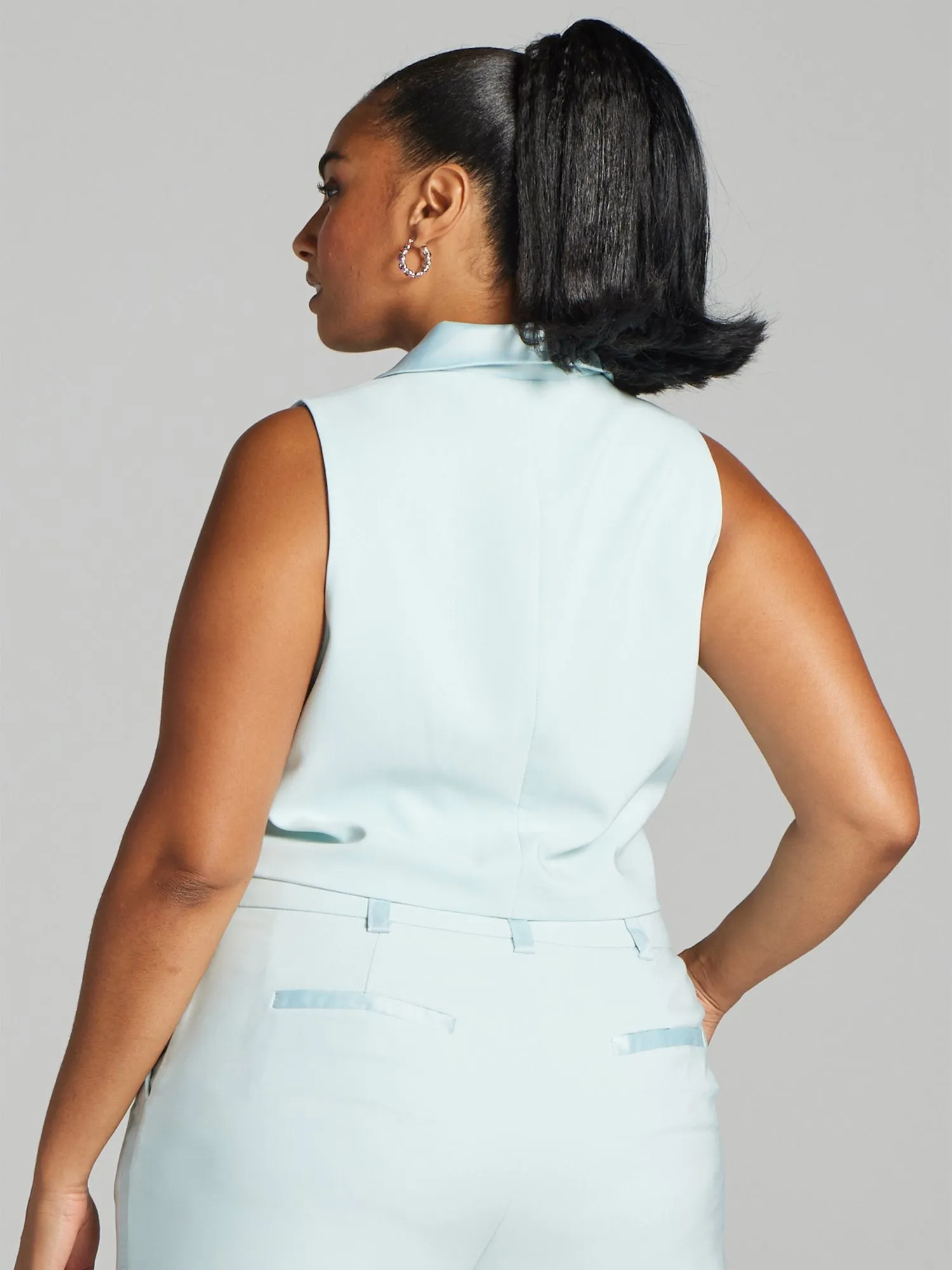 Teagan Satin Trim Sleeveless Vest