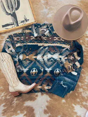 The Blanconia Aztec Shacket (Navy Blue)