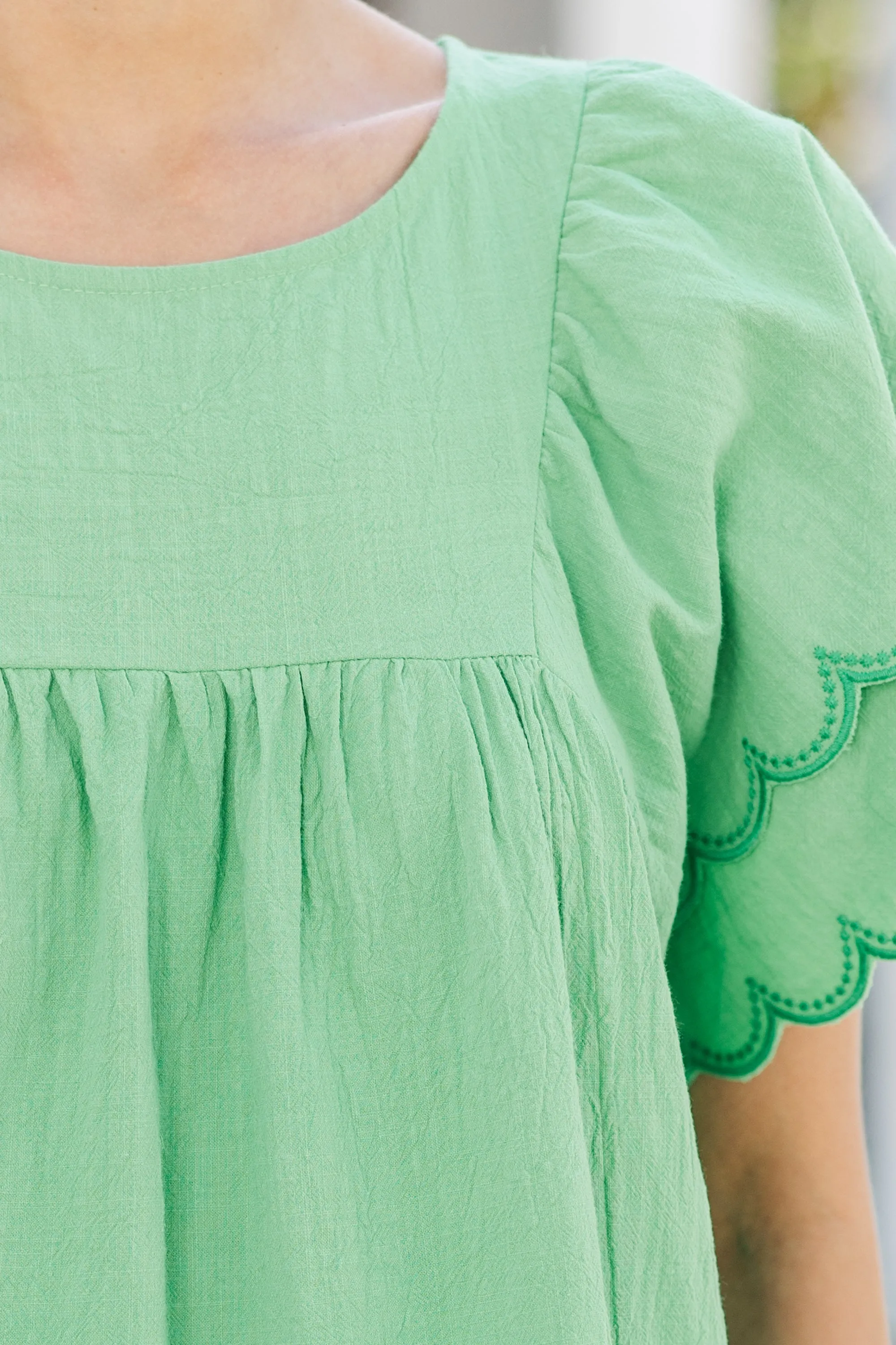 The Classics Apple Green Scalloped Blouse