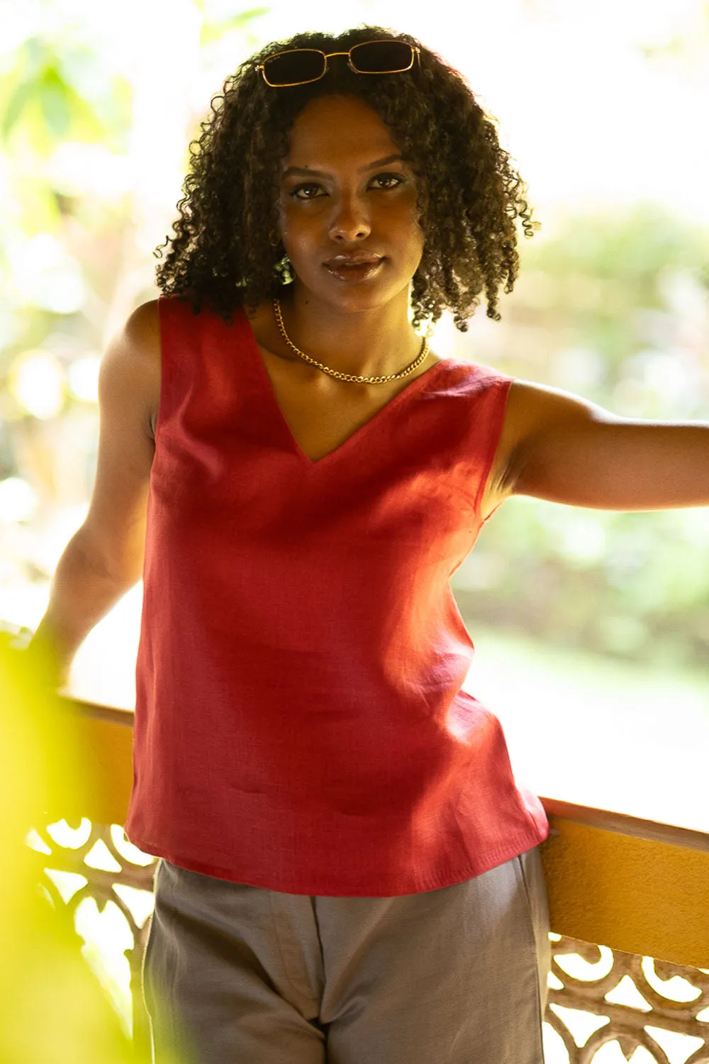 The Linen V Neck Tank
